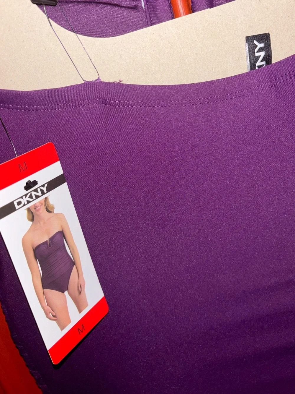 DKNY Bandeau Shirred One Piece Swimsuit - Picture 4 of 4